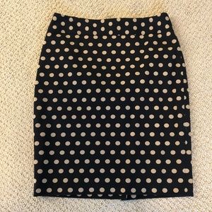 LOFT Black and Tan Polka Dot Pencil Skirt Size 0P
